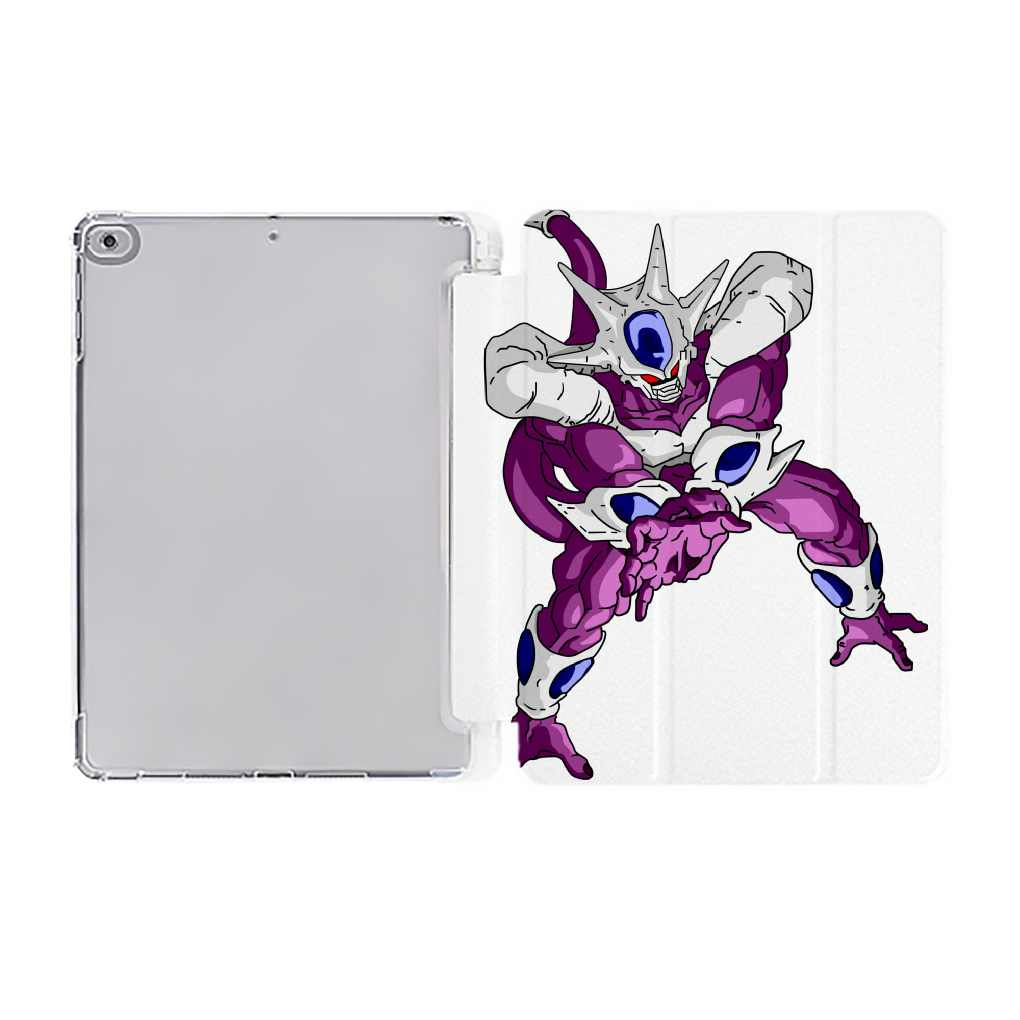 （画像用） ドラゴンボール クウラ DRAGON BALL Cooler Coora IPad ケース ペン収納付き 三つ折りスタンド PUレザー×シリコン 対応機種9.5/10.5/10.9インチ